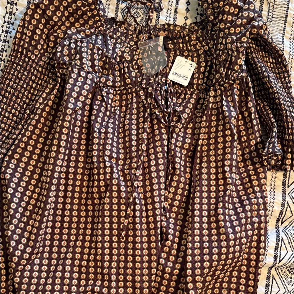 NWT Free People Black and Brown Mini Dress - Picture 15 of 16
